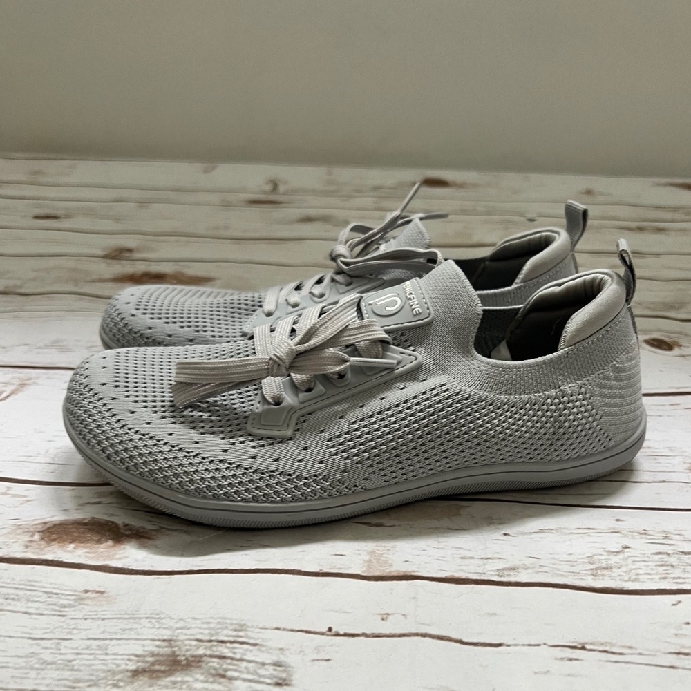 Penicfine Barefoot Sneakers Grey Knit Wide Toe Box Minimalist Size 38